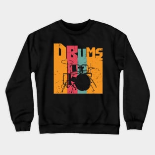 Vintage Retro Drums Gift Drumming Drums Lovers Gift Crewneck Sweatshirt